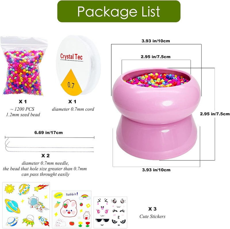 Xmada Electric Bead Spinner - Bead Spinner with 2PC Beading Needles and Seed Beads, Waist Beads Kit, Bead Spinner for Jewelry Making, Electric | Speed Adjustment Beading Tools (Pink) - Image 4